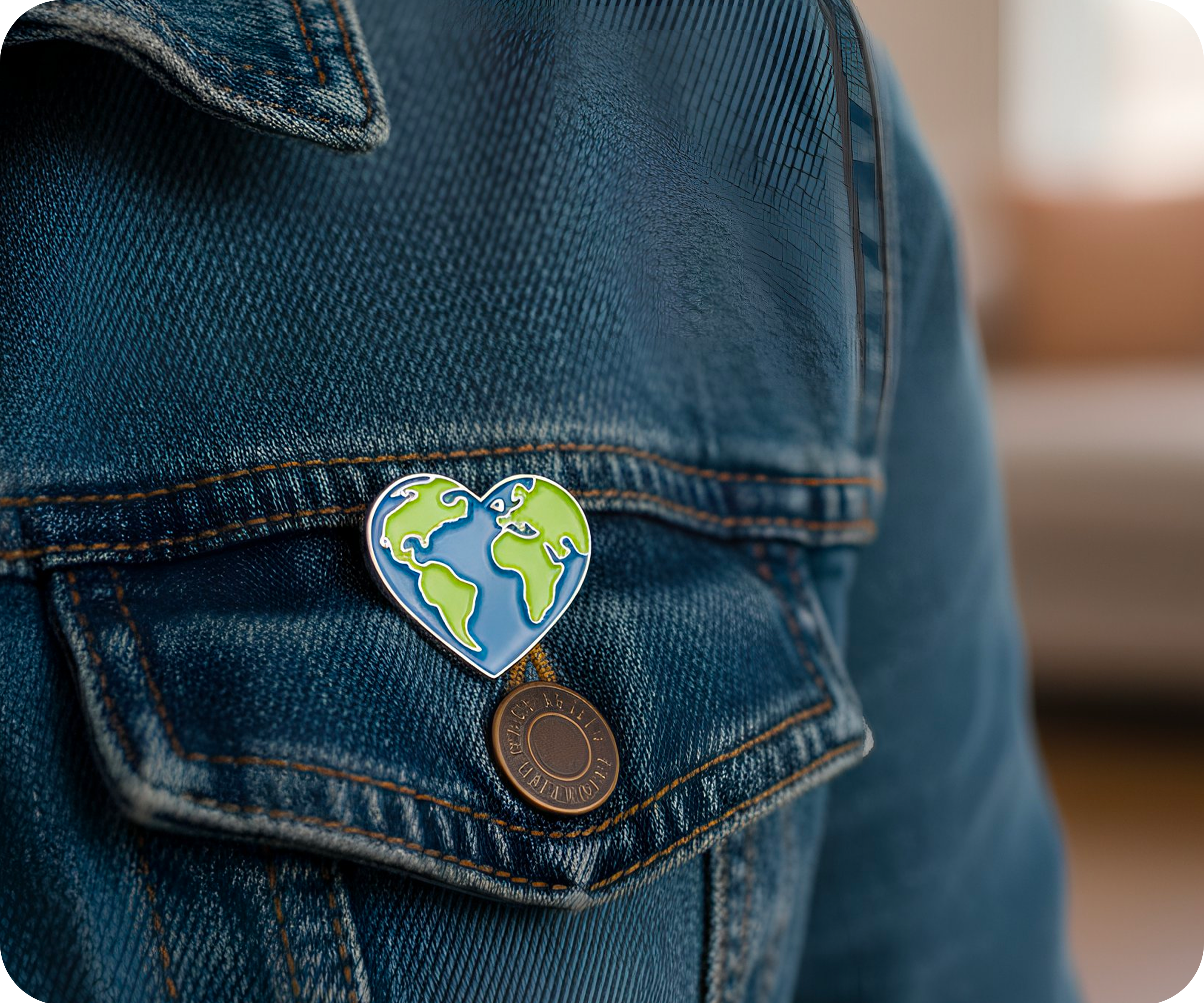 Earth Love Heart Pin Badge