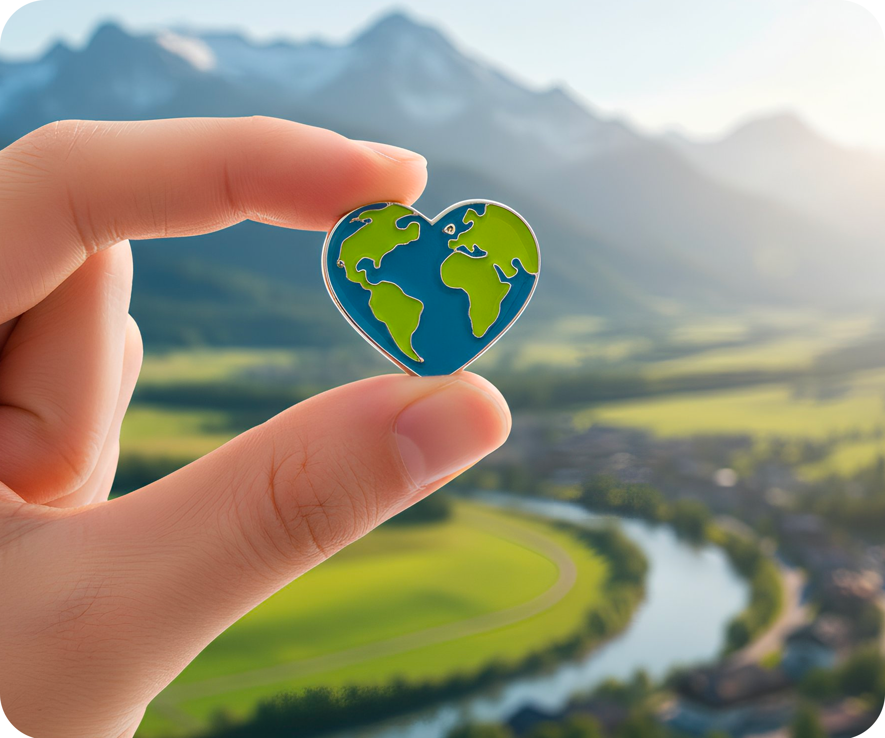 Earth Love Heart Pin Badge