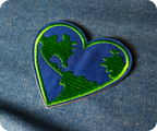 Love Heart Earth Planet Climate Iron On Patch (6 x 6cm)