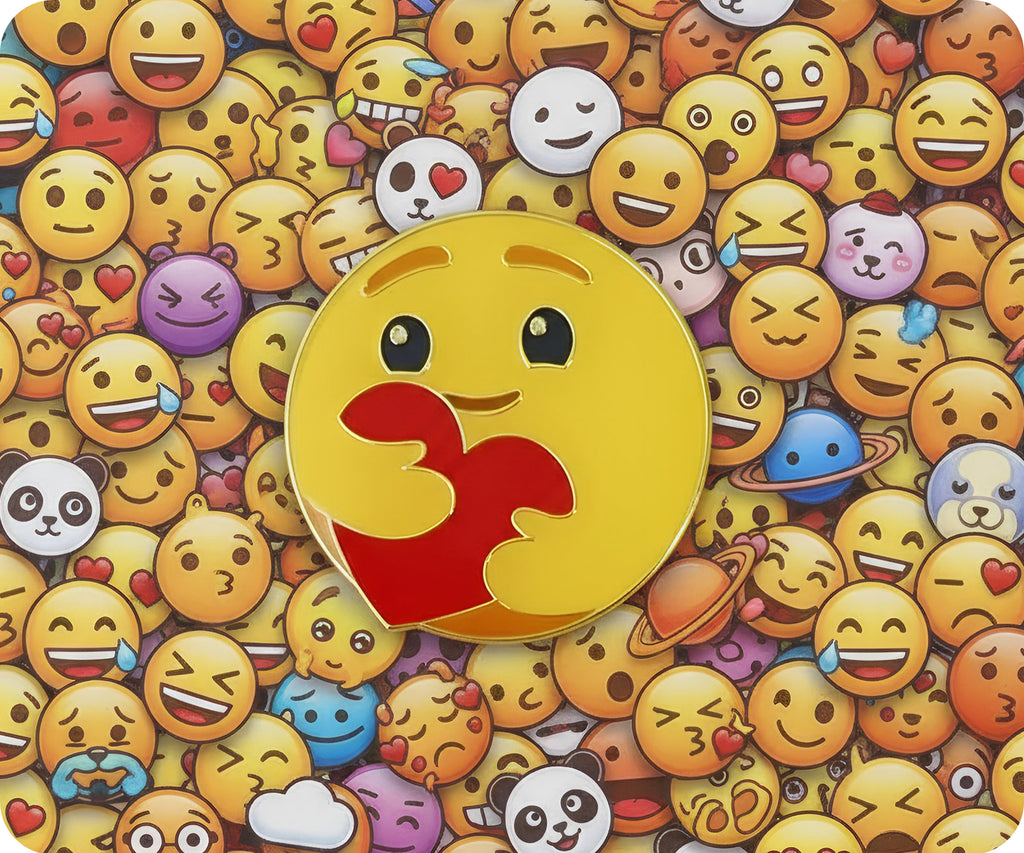 Emoji Face & Love Heart Pin Badge