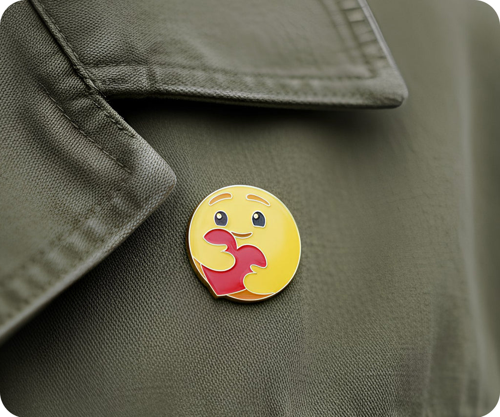 Emoji Face & Love Heart Pin Badge