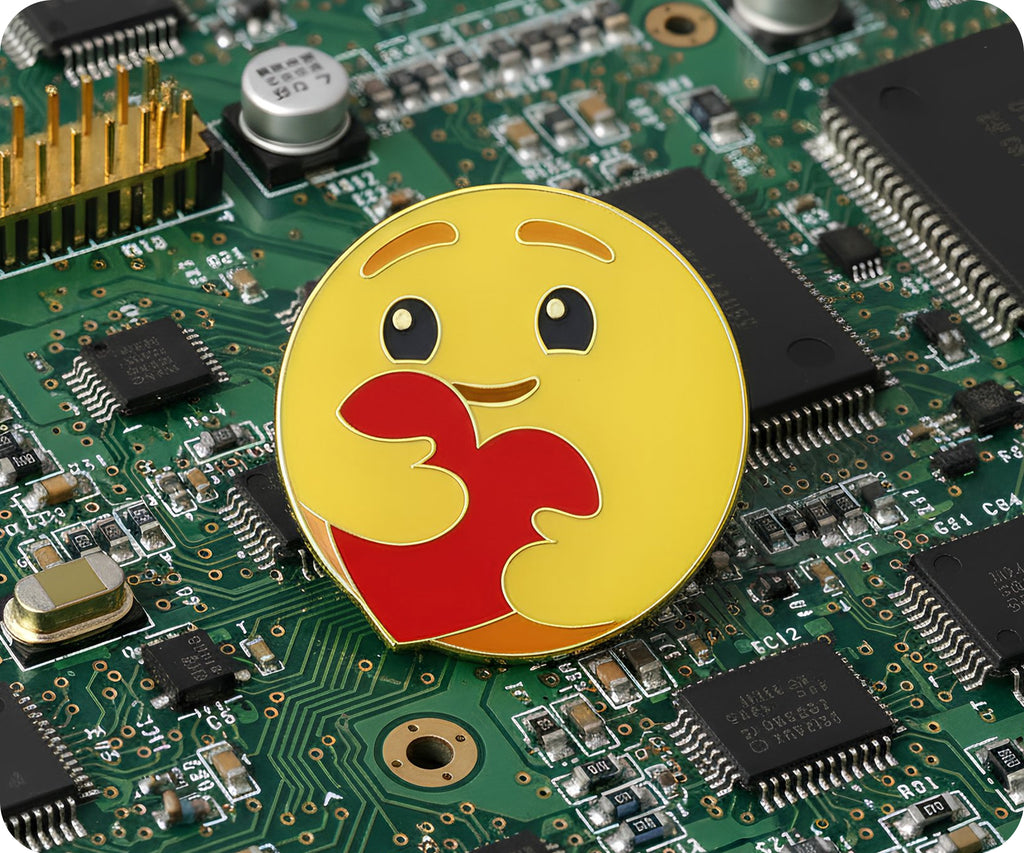 Emoji Face & Love Heart Pin Badge