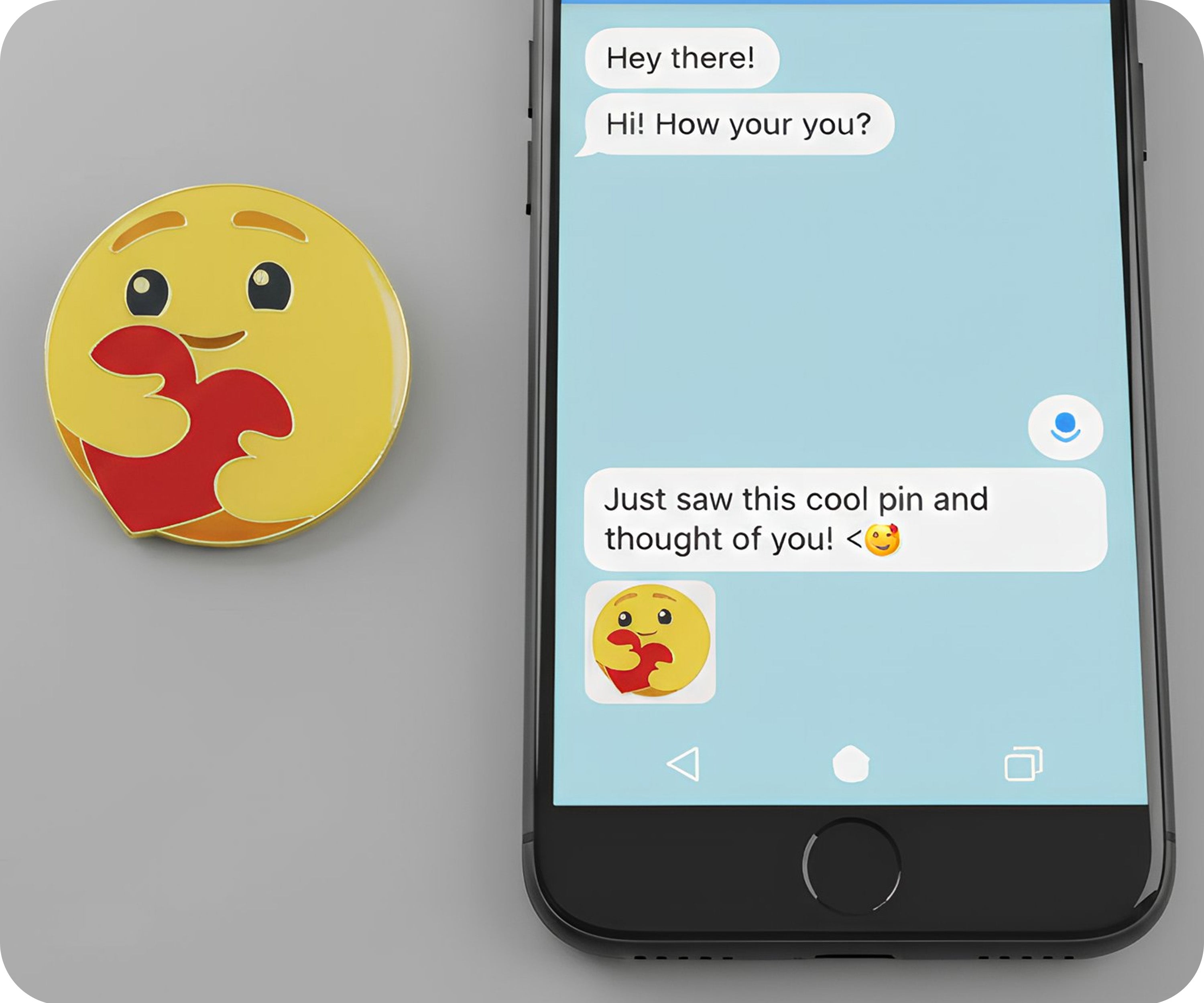 Emoji Face & Love Heart Pin Badge