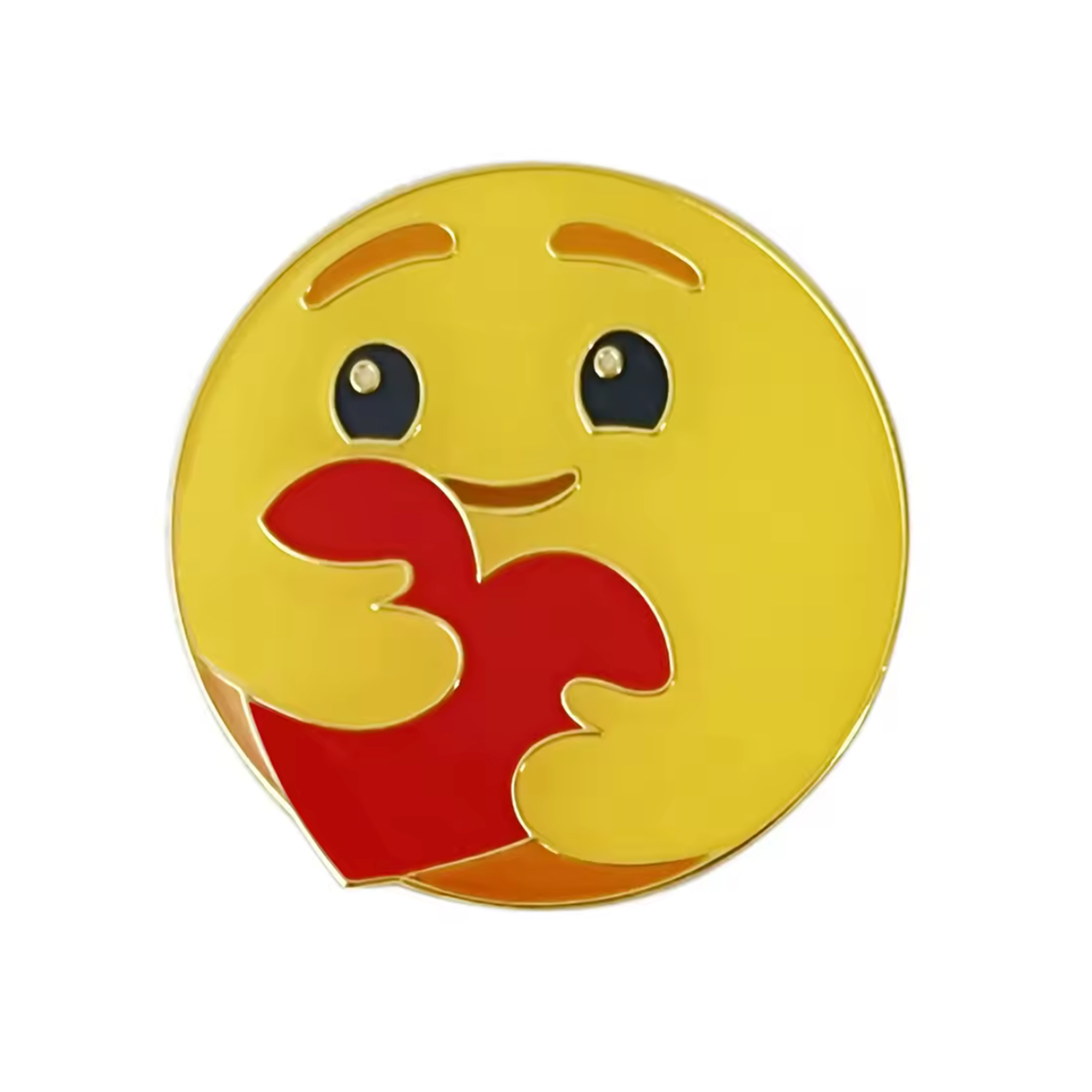 Insignia de pin de cara de emoji y corazón de amor Imagen principal del producto