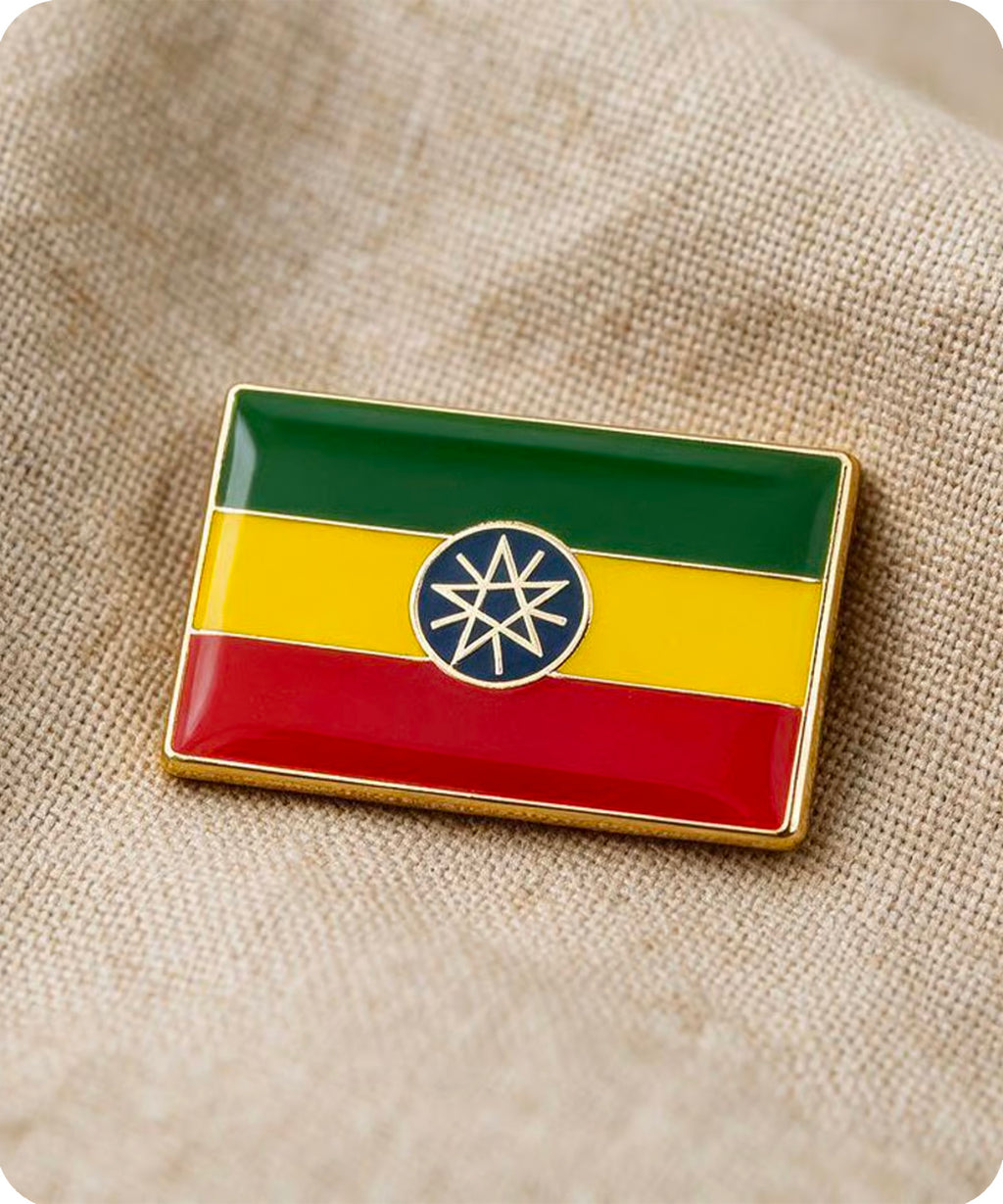 Ethiopia Rectangle Flag Enamel Pin Badge
