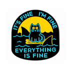 It’s Fine I’m Fine Everything Is Fine Cat Shark Enamel Lapel Pin Badge