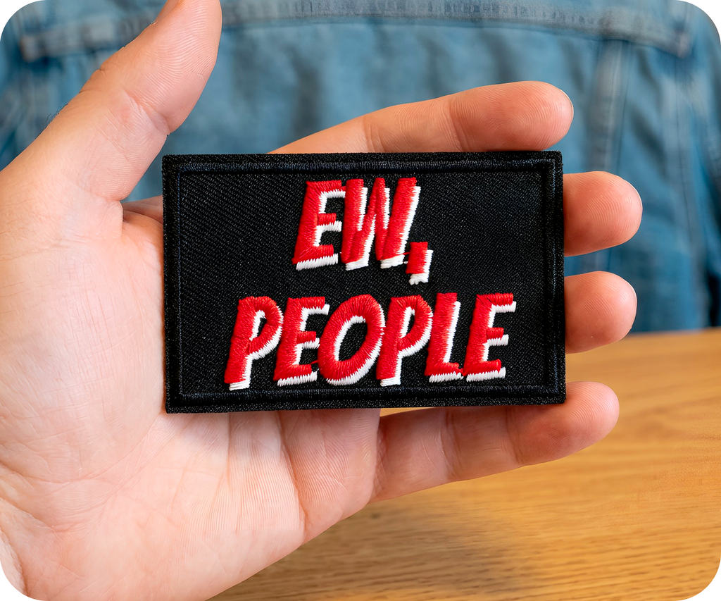Eww People Funny Black Iron On Patch (7.8 x 5cm)