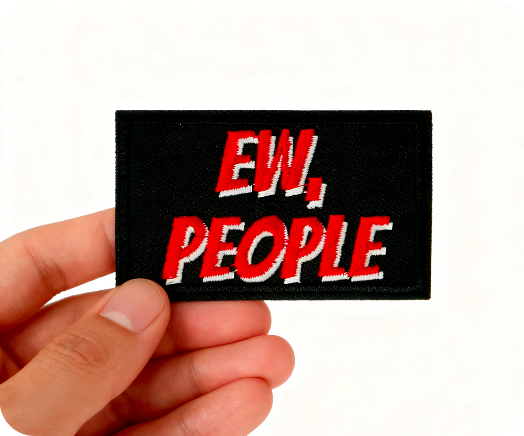 Eww People Funny Black Iron On Patch (7.8 x 5cm)