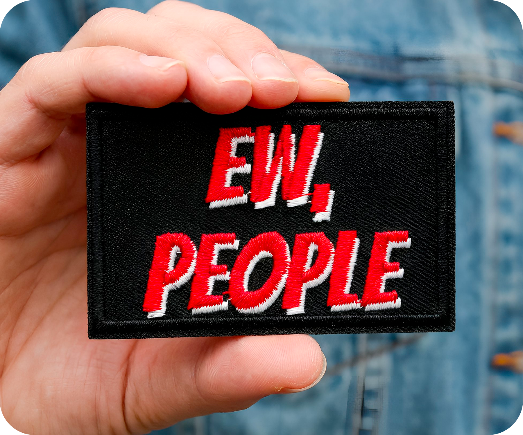 Eww People Funny Black Iron On Patch (7.8 x 5cm) Secondary image