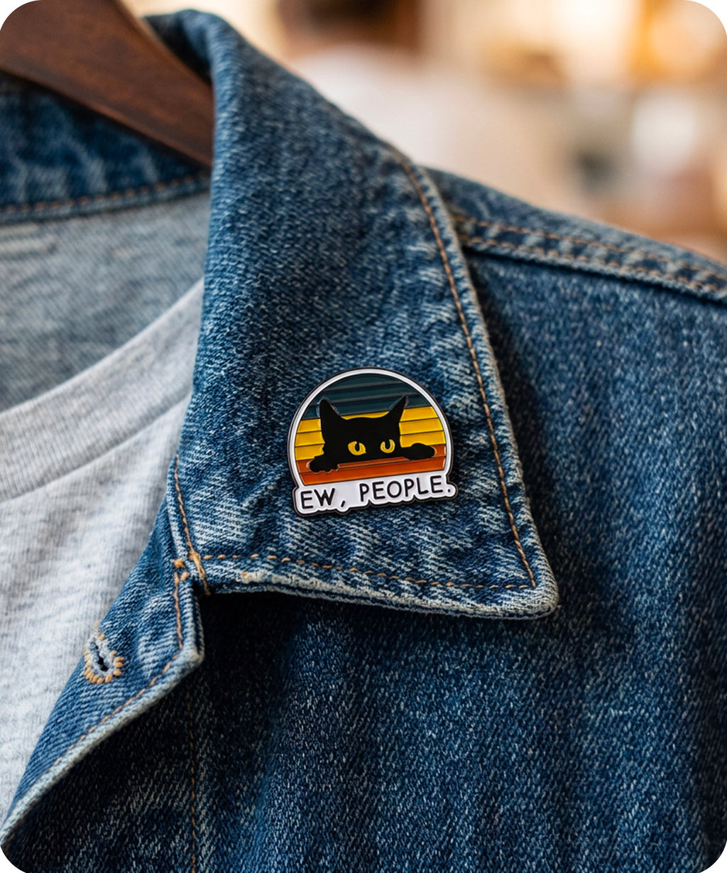 Ew People Cat Enamel Lapel Pin Badge