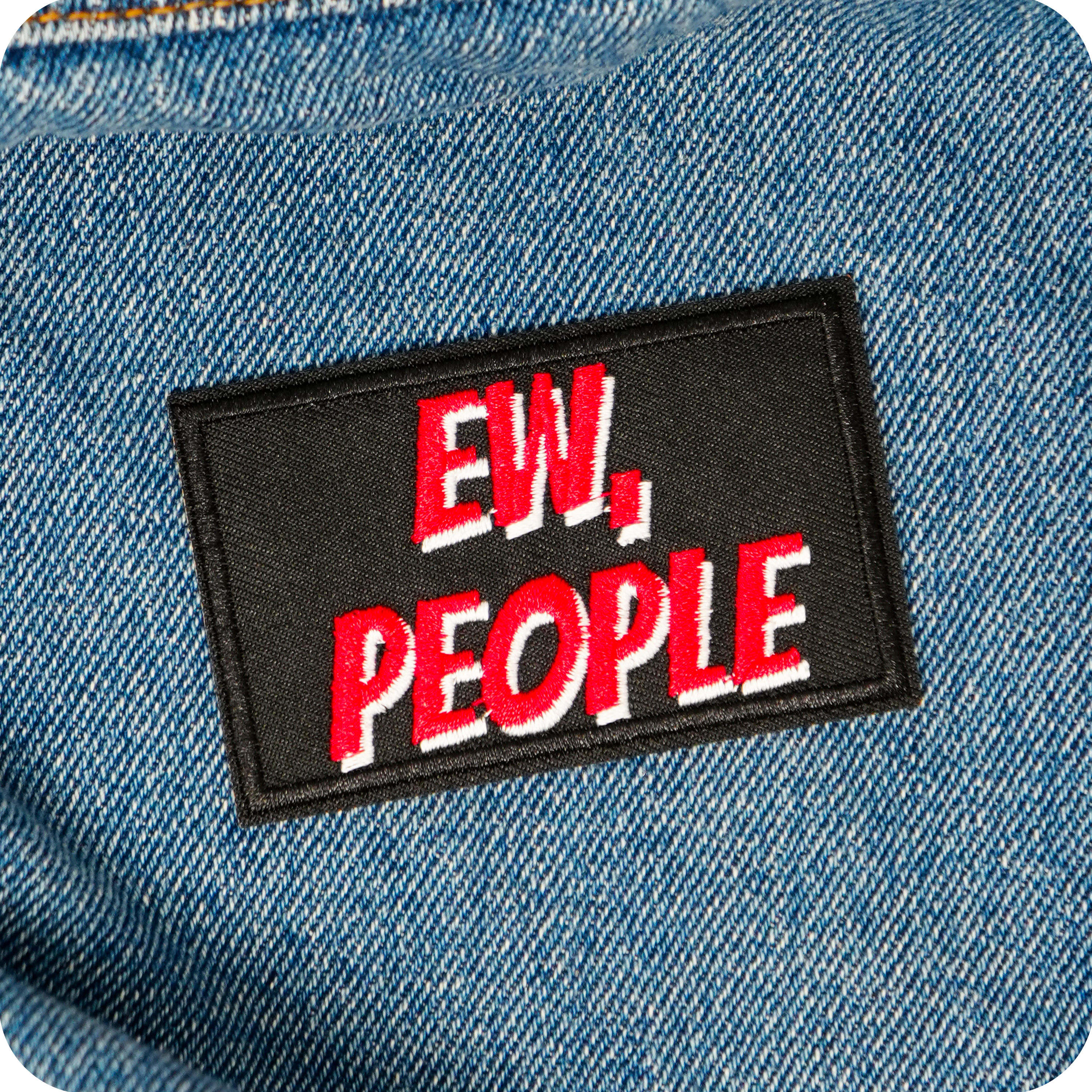 Eww People Funny Black Iron On Patch (7.8 x 5cm)