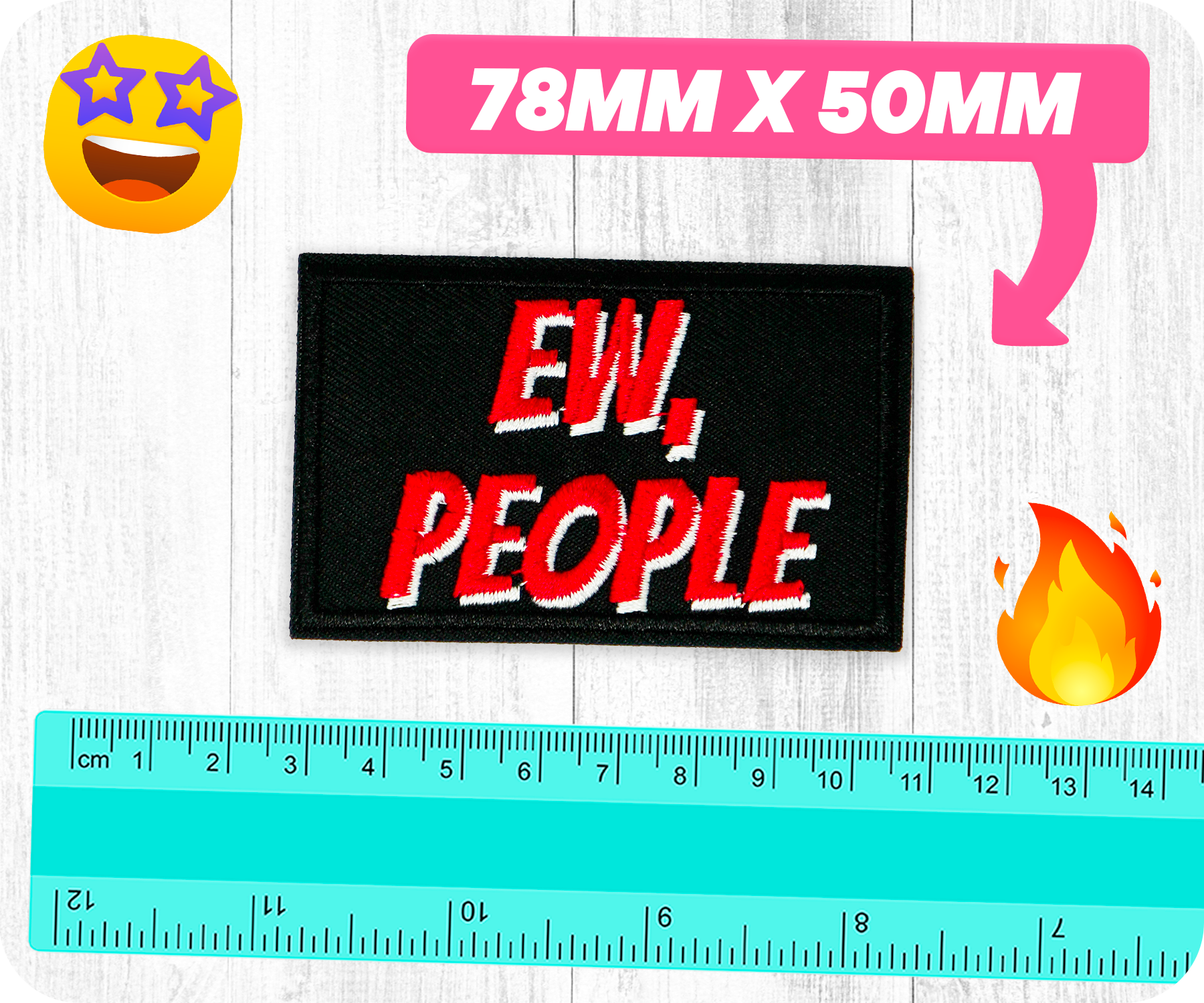 Eww People Funny Black Iron On Patch (7.8 x 5cm)