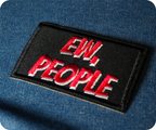 Eww People Funny Black Iron On Patch (7.8 x 5cm)