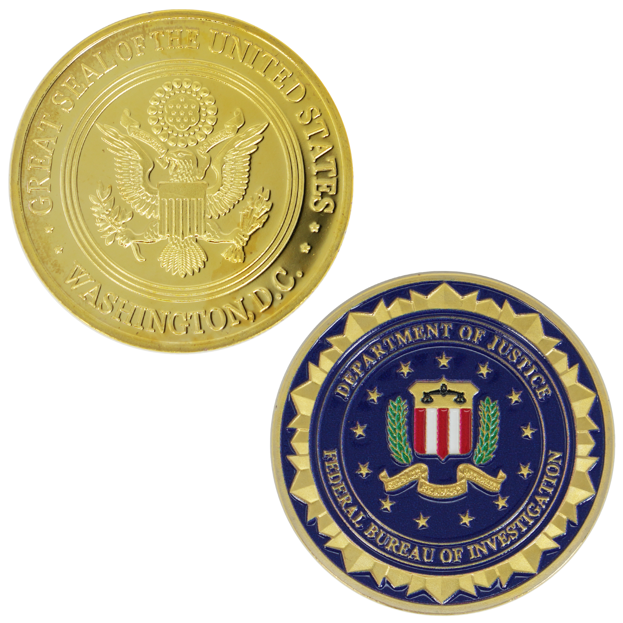 Moneda Conmemorativa del FBI – Gran Sello y Departamento de Justicia (Edición Oro) Imagen principal del producto