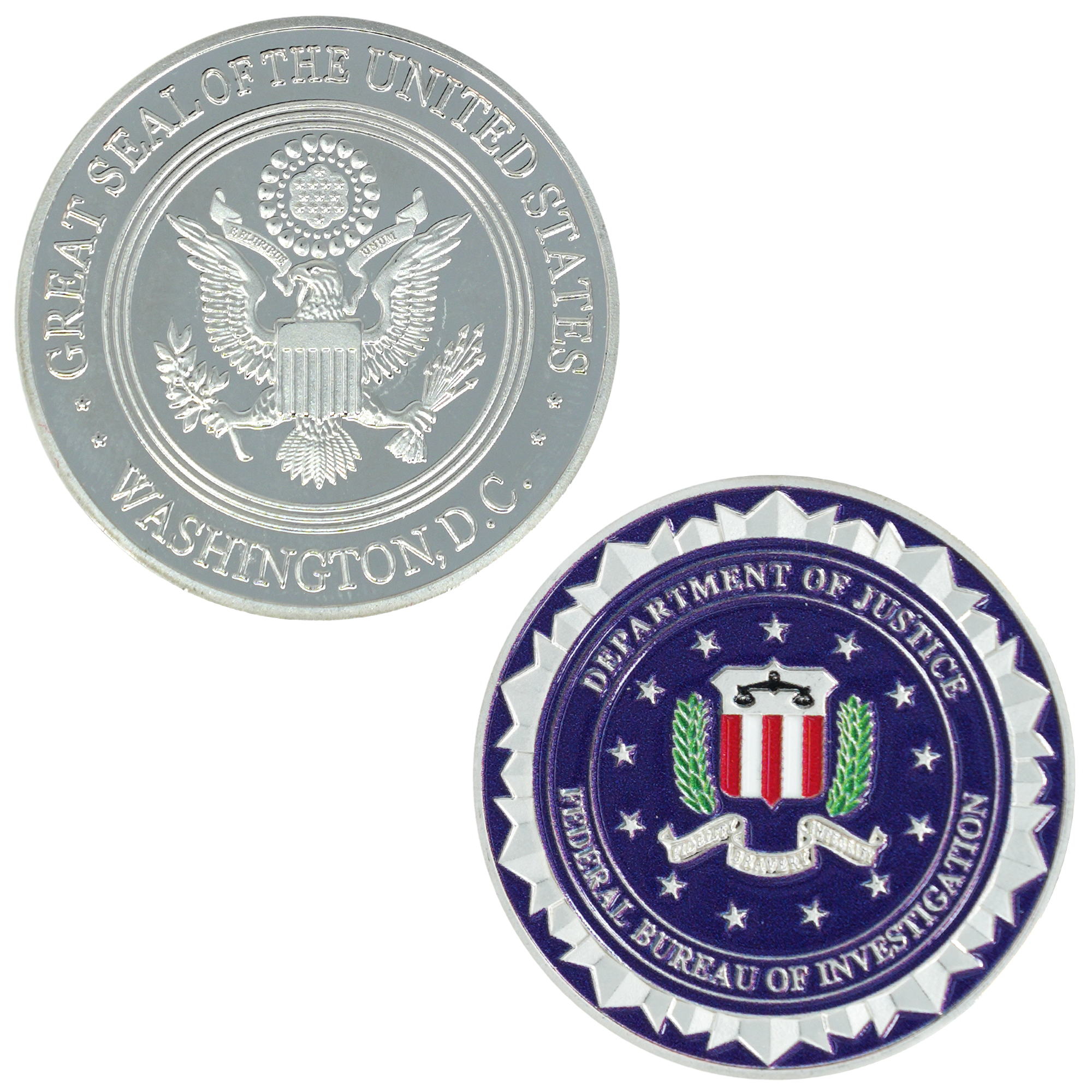Moneda de desafío del FBI - Gran Sello y Departamento de Justicia Imagen principal del producto
