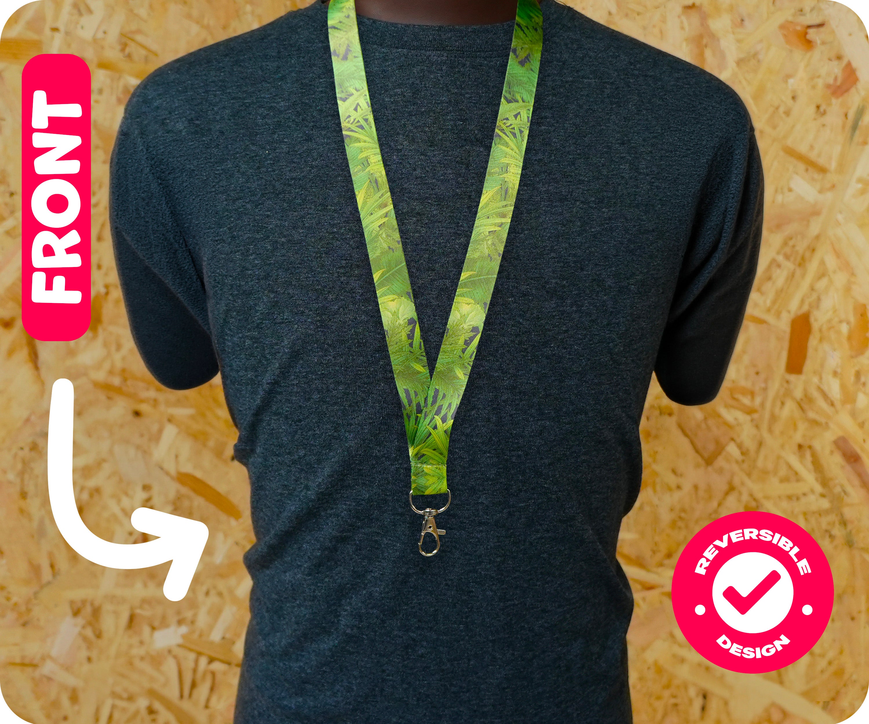 Green Tropical Leaf Lanyard Imagen secundaria del producto