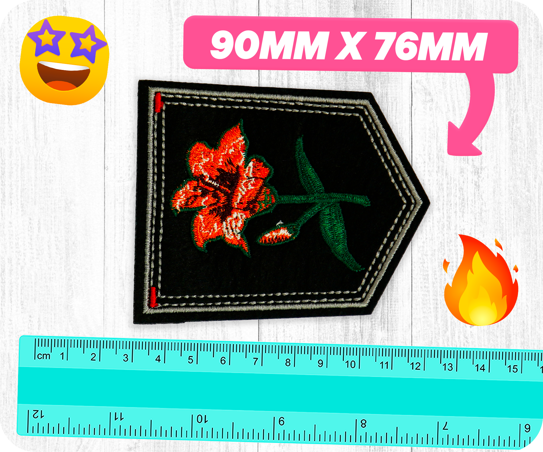 Tiger Lilly Black Shield Iron On Patch (7.6 x 9cm)