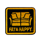 Fat & Happy Funny Couch Sofa Iron On Patch (6 x 5.5cm)