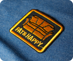 Fat & Happy Funny Couch Sofa Iron On Patch (6 x 5.5cm)