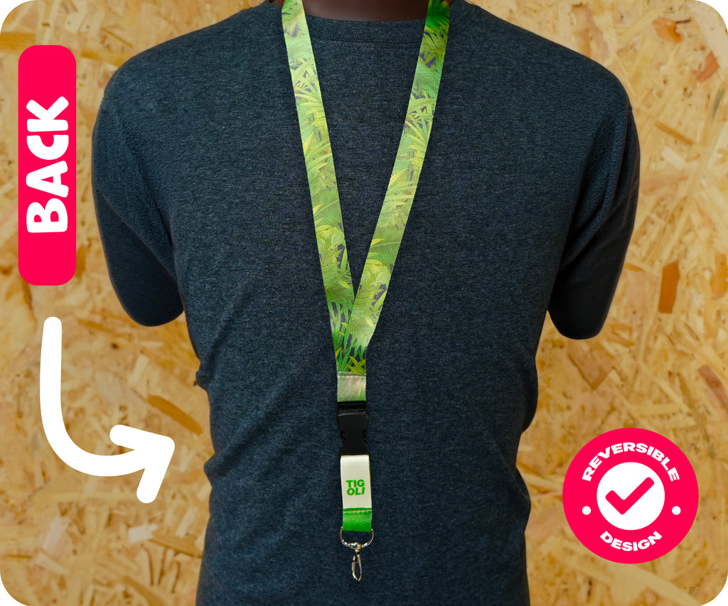 Tropical Birds and Jungle Leaf Lanyard