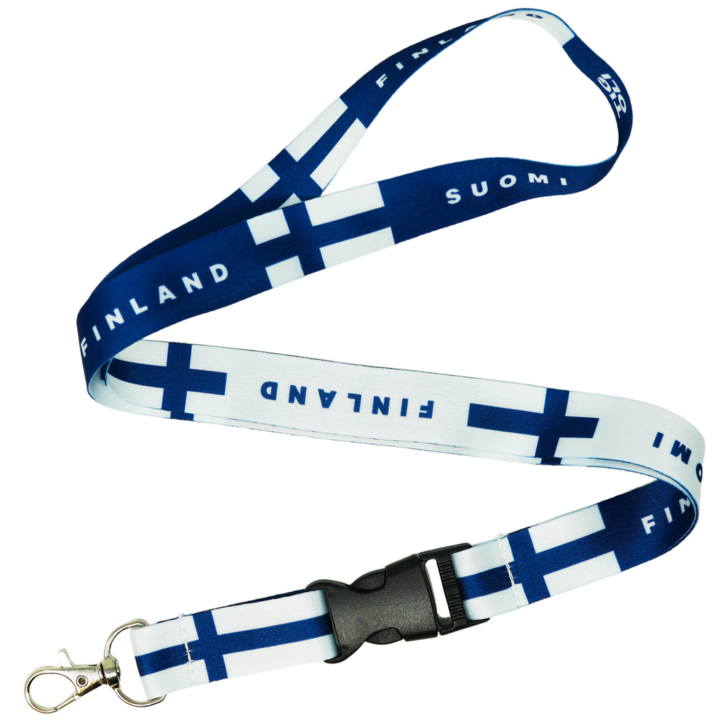 Finland Flag Lanyard – Blue & White Suomi Design with Finnish Cross Emblem