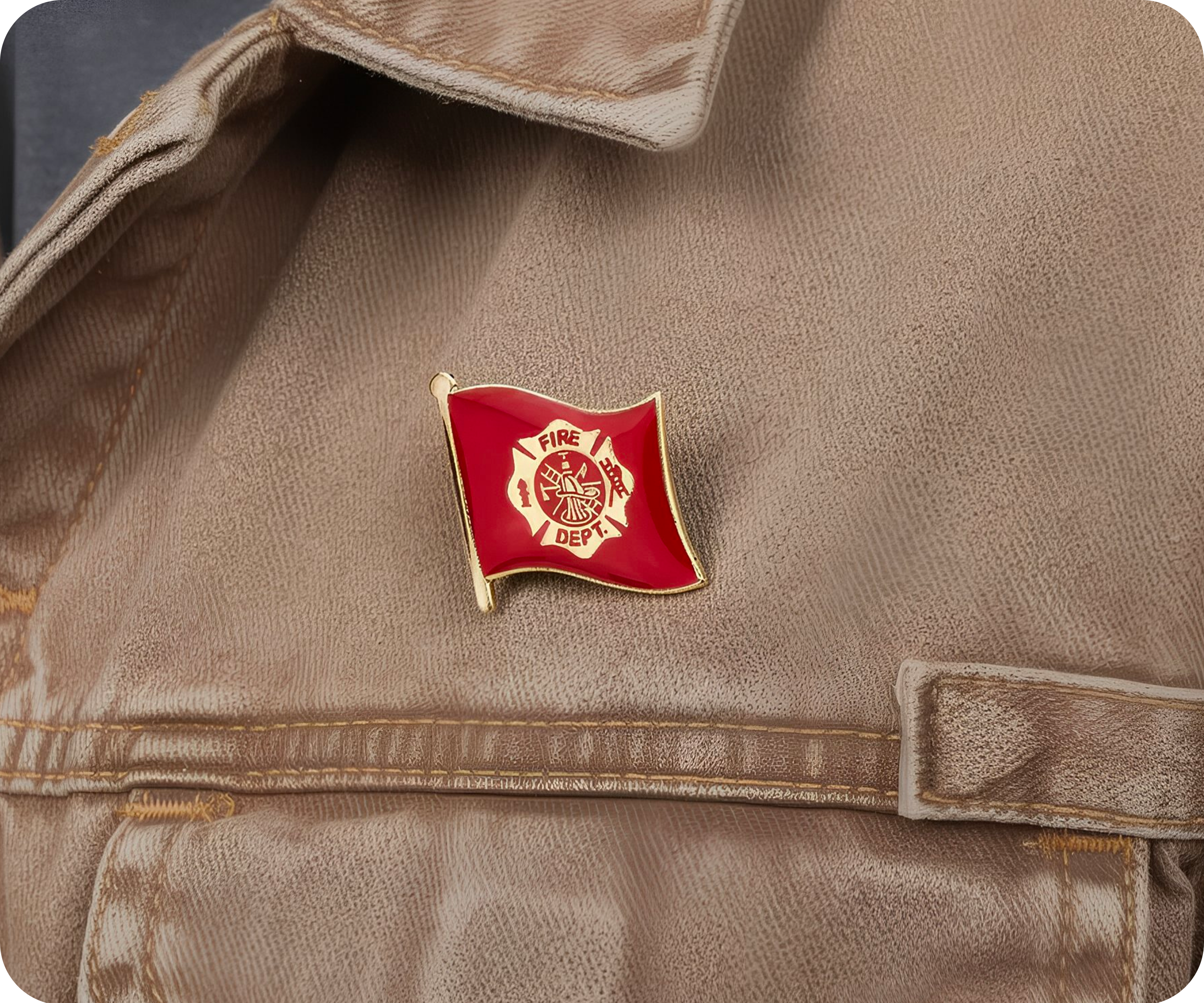 Fire Department USA Flag Pin Badge