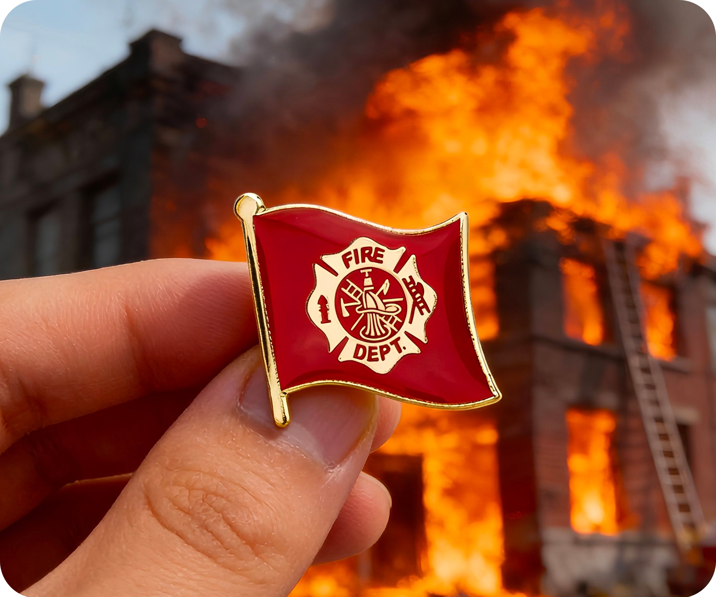 Fire Department USA Flag Pin Badge