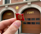 Fire Department USA Flag Pin Badge