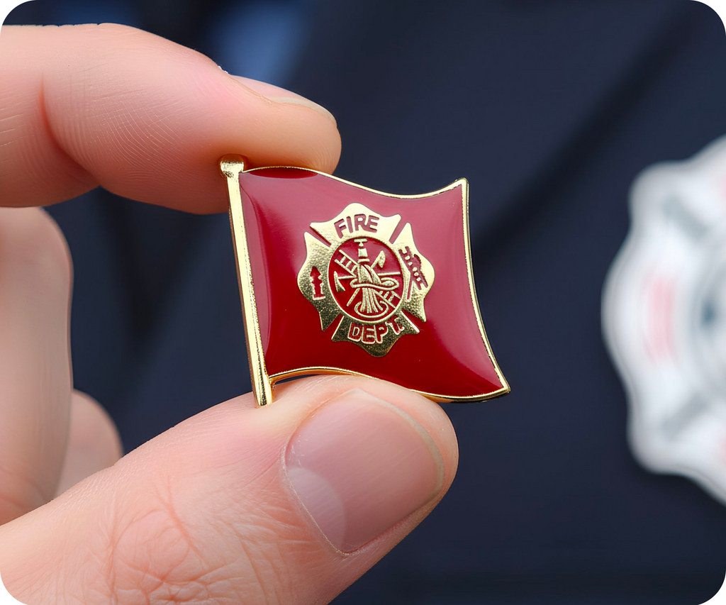 Fire Department USA Flag Pin Badge