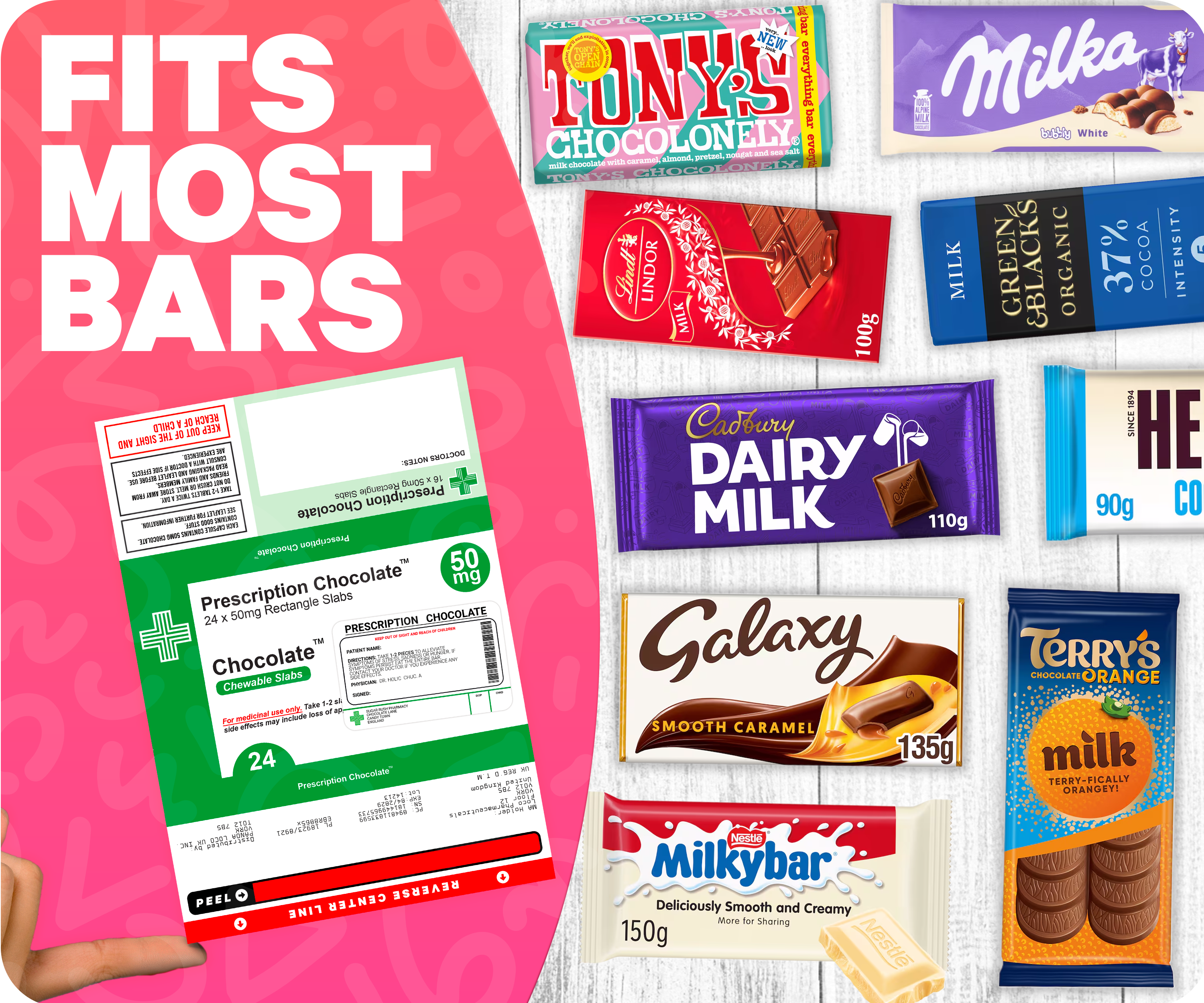 10 X Prescription Chocolate Bar Wrappers | Novelty Joke Fits Most Chocolate Bars