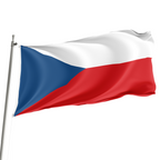 The flag of the Czech Republic, featuring two horizontal stripes in blue and red colors, with a white star emblem on the blue stripe.