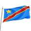 A 3' x 5' flag of the Democratic Republic of the Congo, featuring a yellow star on a blue background with a red stripe, is displayed on a flagpole.