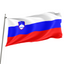 The flag of Slovenia, featuring a white cross with a blue shield emblem on a red background, is displayed on a flagpole.
