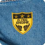 Flying Engine Stars & Sheild Pilot Iron On Patch (5.8 x 6.4cm)