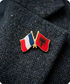 France and Albania Friendship Flag Enamel Lapel Pin Badge