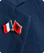 France and Albania Friendship Flag Enamel Lapel Pin Badge