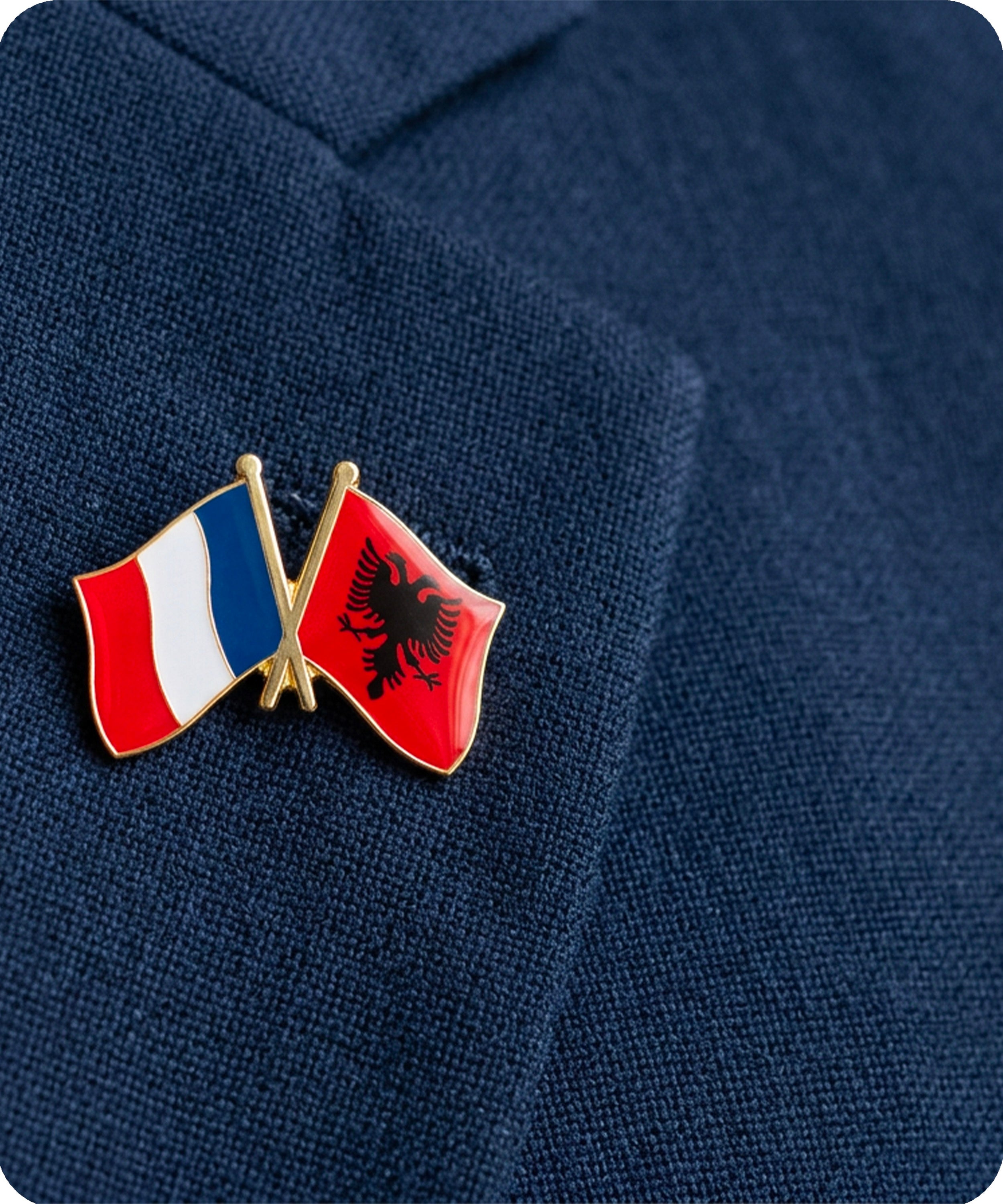France and Albania Friendship Flag Enamel Lapel Pin Badge