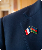 France and Azerbaijan Friendship Flag Enamel Lapel Pin Badge