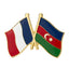France and Azerbaijan Friendship Flag Enamel Lapel Pin Badge