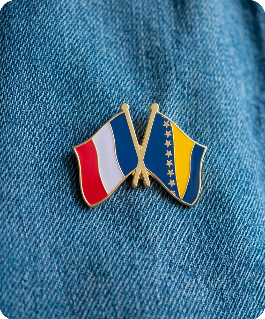 France and Bosnia and Herzegovina Friendship Pin Badge