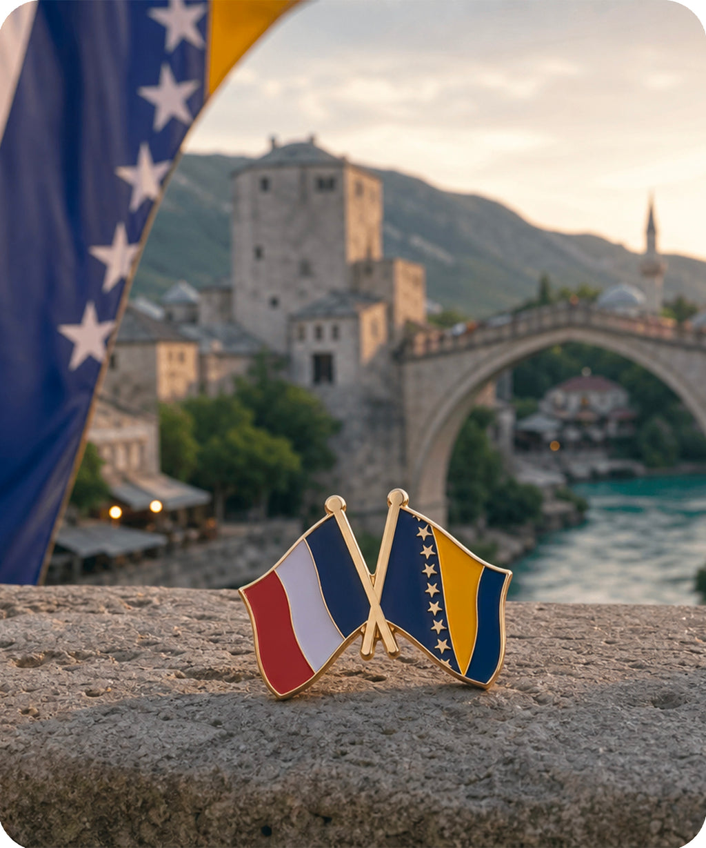 France and Bosnia and Herzegovina Friendship Pin Badge