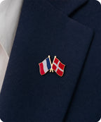 France and Denmark Friendship Flag Enamel Lapel Pin Badge