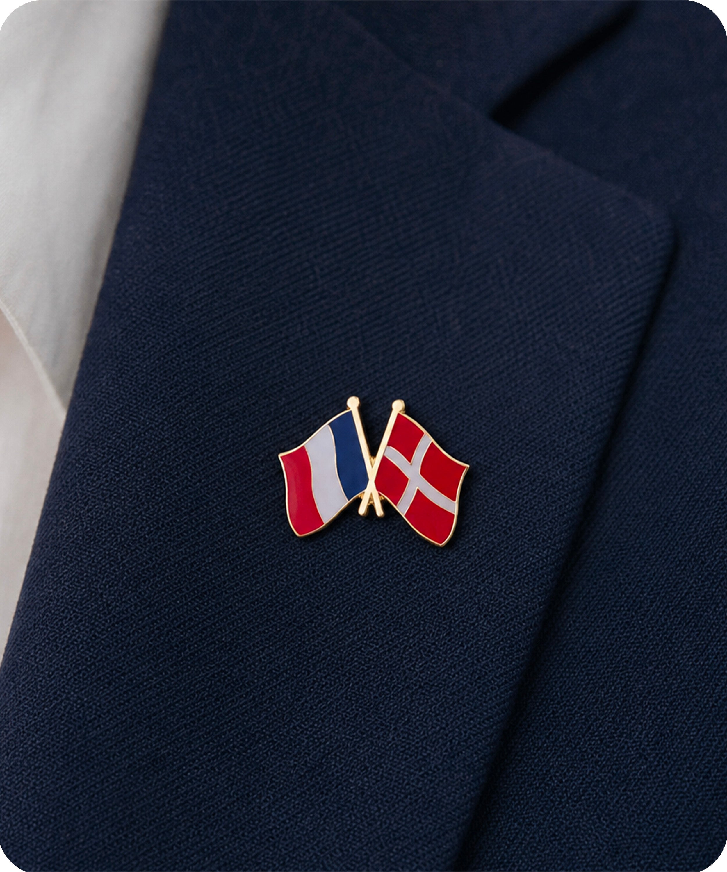 France and Denmark Friendship Flag Enamel Lapel Pin Badge