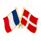 France and Denmark Friendship Flag Enamel Lapel Pin Badge