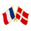 France and Denmark Friendship Flag Enamel Lapel Pin Badge