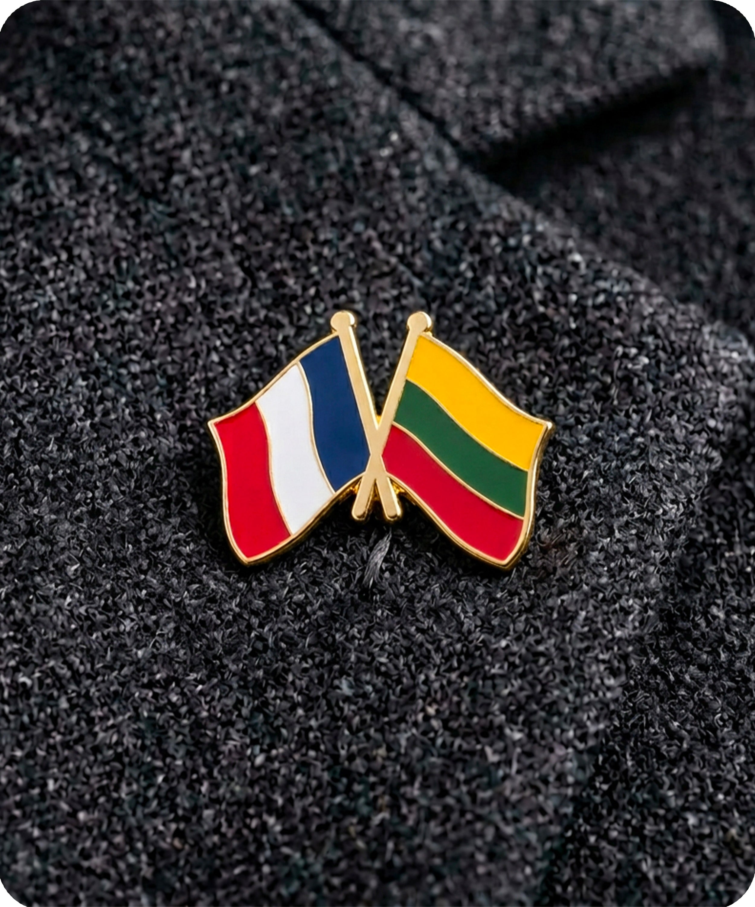 France and Lithuania Friendship Flag Enamel Lapel Pin Badge