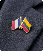 France and Lithuania Friendship Flag Enamel Lapel Pin Badge