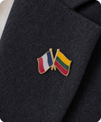 France and Lithuania Friendship Flag Enamel Lapel Pin Badge
