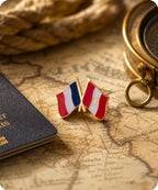 France and Peru Friendship Flag Enamel Lapel Pin Badge