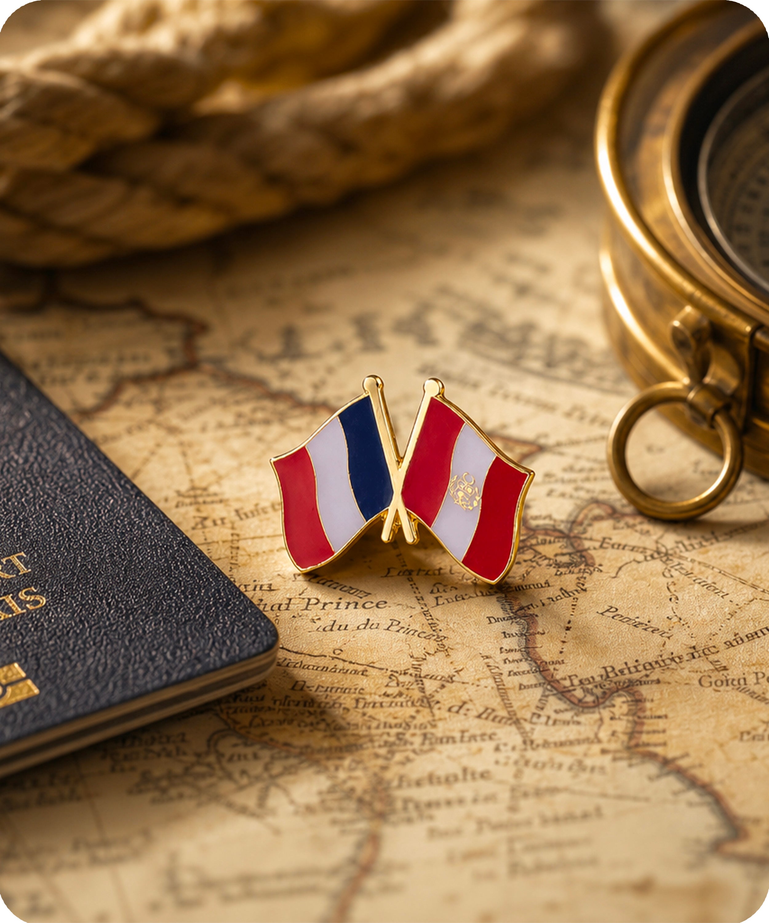 France and Peru Friendship Flag Enamel Lapel Pin Badge